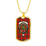 Maule Red Scottish Clan Tartan Military Dog Tag Necklace Jewelry