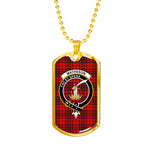 Matheson Red Scottish Clan Tartan Military Dog Tag Necklace Jewelry