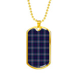 Navy Royal Scottish Clan Tartan Military Dog Tag Necklace Jewelry