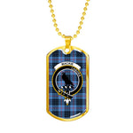 MacKie Blue Scottish Clan Tartan Military Dog Tag Necklace Jewelry