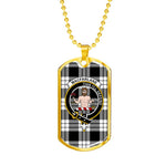 MacFarlane Black & White Scottish Clan Tartan Military Dog Tag Necklace Jewelry