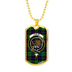 Leslie Hunting Scottish Clan Tartan Military Dog Tag Necklace Jewelry