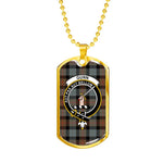 Gunn Weathered Scottish Clan Tartan Military Dog Tag Necklace Jewelry