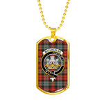 MacLachlan Weathered Scottish Clan Tartan Military Dog Tag Necklace Jewelry