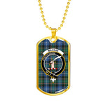 MacRae Hunting Ancient Scottish Clan Tartan Military Dog Tag Necklace Jewelry