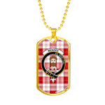 Menzies Red Scottish Clan Tartan Military Dog Tag Necklace Jewelry