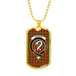 Lennox Crest Scottish Clan Tartan Military Dog Tag Necklace Jewelry
