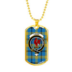 Laing Ancient Scottish Clan Tartan Military Dog Tag Necklace Jewelry
