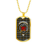 Farquharson Weathered Scottish Clan Tartan Military Dog Tag Necklace Jewelry