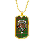 MacKinnon Hunting Modern Scottish Clan Tartan Military Dog Tag Necklace Jewelry