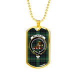 MacAuley Hunting Scottish Clan Tartan Military Dog Tag Necklace Jewelry