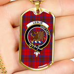 Leslie Modern Scottish Clan Tartan Military Dog Tag Necklace Jewelry
