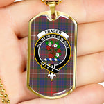 Fraser Hunting Modern Scottish Clan Tartan Military Dog Tag Necklace Jewelry