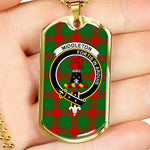 Middleton Scottish Clan Tartan Military Dog Tag Necklace Jewelry