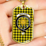 MacLeod Of Lewis Modern Scottish Clan Tartan Military Dog Tag Necklace Jewelry