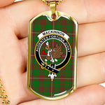 MacKinnon Hunting Modern Scottish Clan Tartan Military Dog Tag Necklace Jewelry