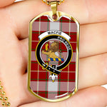 MacFie Of Dreghorm Scottish Clan Tartan Military Dog Tag Necklace Jewelry