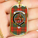 MacAuley Ancient Scottish Clan Tartan Military Dog Tag Necklace Jewelry