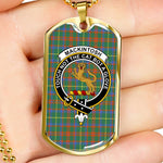 MacKintosh Hunting Ancient Scottish Clan Tartan Military Dog Tag Necklace Jewelry
