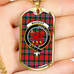 MacDuff Modern Scottish Clan Tartan Military Dog Tag Necklace Jewelry