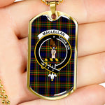MacLellan Modern Scottish Clan Tartan Military Dog Tag Necklace Jewelry