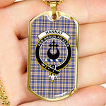 Hannay Scottish Clan Tartan Military Dog Tag Necklace Jewelry