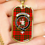 Livingstone Modern Scottish Clan Tartan Military Dog Tag Necklace Jewelry