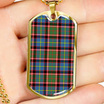 Glass Scottish Clan Tartan Military Dog Tag Necklace Jewelry