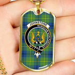 Johnstone Ancient Scottish Clan Tartan Military Dog Tag Necklace Jewelry