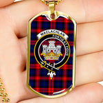 MacLachlan Modern Scottish Clan Tartan Military Dog Tag Necklace Jewelry