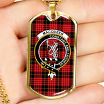 MacQueen Scottish Clan Tartan Military Dog Tag Necklace Jewelry