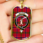 MacRae Modern Scottish Clan Tartan Military Dog Tag Necklace Jewelry