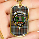 MacLaren Weathered Scottish Clan Tartan Military Dog Tag Necklace Jewelry