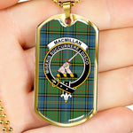 MacMillan Hunting Ancient Scottish Clan Tartan Military Dog Tag Necklace Jewelry