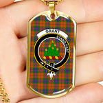 Grant Of Edinchat Scottish Clan Tartan Military Dog Tag Necklace Jewelry