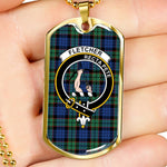 Fletcher Ancient Scottish Clan Tartan Military Dog Tag Necklace Jewelry