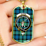 Gunn Ancient Scottish Clan Tartan Military Dog Tag Necklace Jewelry