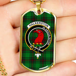 Halkerston Scottish Clan Tartan Military Dog Tag Necklace Jewelry
