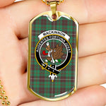 MacKinnon Hunting Ancient Scottish Clan Tartan Military Dog Tag Necklace Jewelry