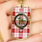 Maxwell Plaid Scottish Clan Tartan Military Dog Tag Necklace Jewelry