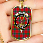 Gordon of Abergeldie Scottish Clan Tartan Military Dog Tag Necklace Jewelry