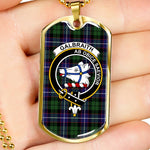 Galbraith Modern Scottish Clan Tartan Military Dog Tag Necklace Jewelry