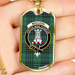 MacLean Hunting Ancient Scottish Clan Tartan Military Dog Tag Necklace Jewelry