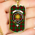 Kerr Scottish Clan Tartan Military Dog Tag Necklace Jewelry