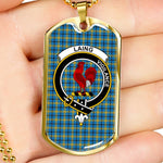 Laing Scottish Clan Tartan Military Dog Tag Necklace Jewelry