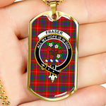 Fraser Scottish Clan Tartan Military Dog Tag Necklace Jewelry