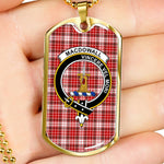 MacDougall Garthland Dress Scottish Clan Tartan Military Dog Tag Necklace Jewelry
