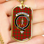 MacAlister Of Glenbarr Scottish Clan Tartan Military Dog Tag Necklace Jewelry
