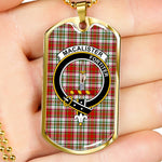 MacAlister Dress Scottish Clan Tartan Military Dog Tag Necklace Jewelry