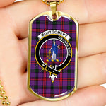 Montgomery Modern Scottish Clan Tartan Military Dog Tag Necklace Jewelry